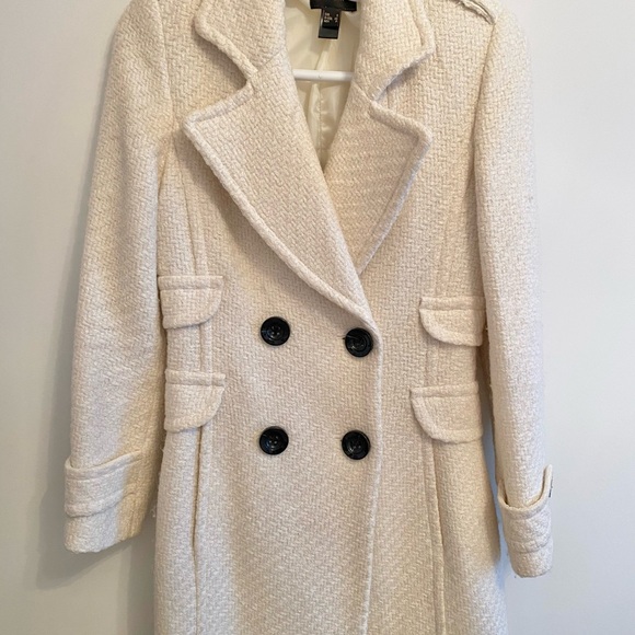 Mango Jackets & Blazers - Mango Elegant Cream Double-Breasted Women's Coat
